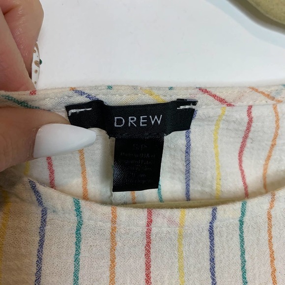 DREW rainbow stripe ruffle sleeve top 100% cotton kidcore rainbowcore - Picture 7 of 11